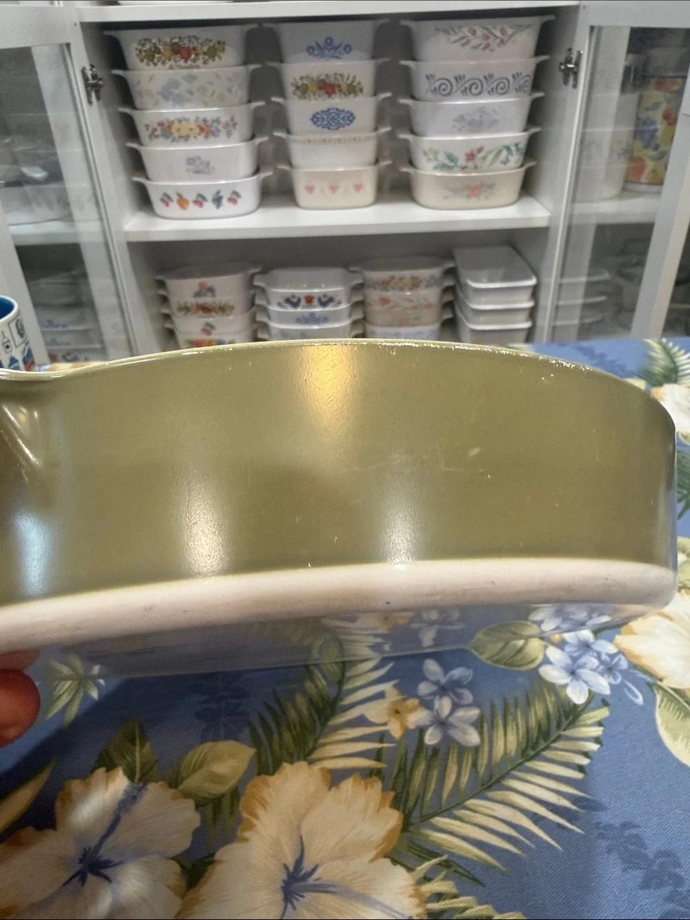 Corningware Green and White Baking Dish